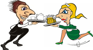 Waitering man and woman