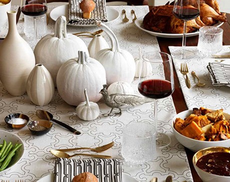 White pumpkin table setting