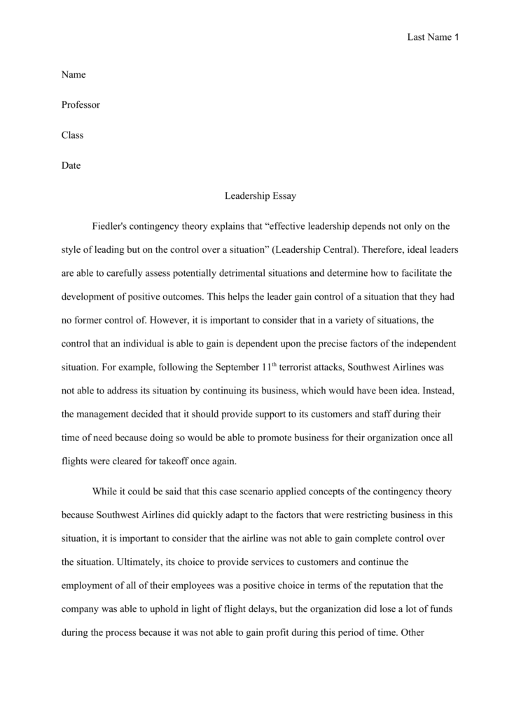 Essay on leadership and management