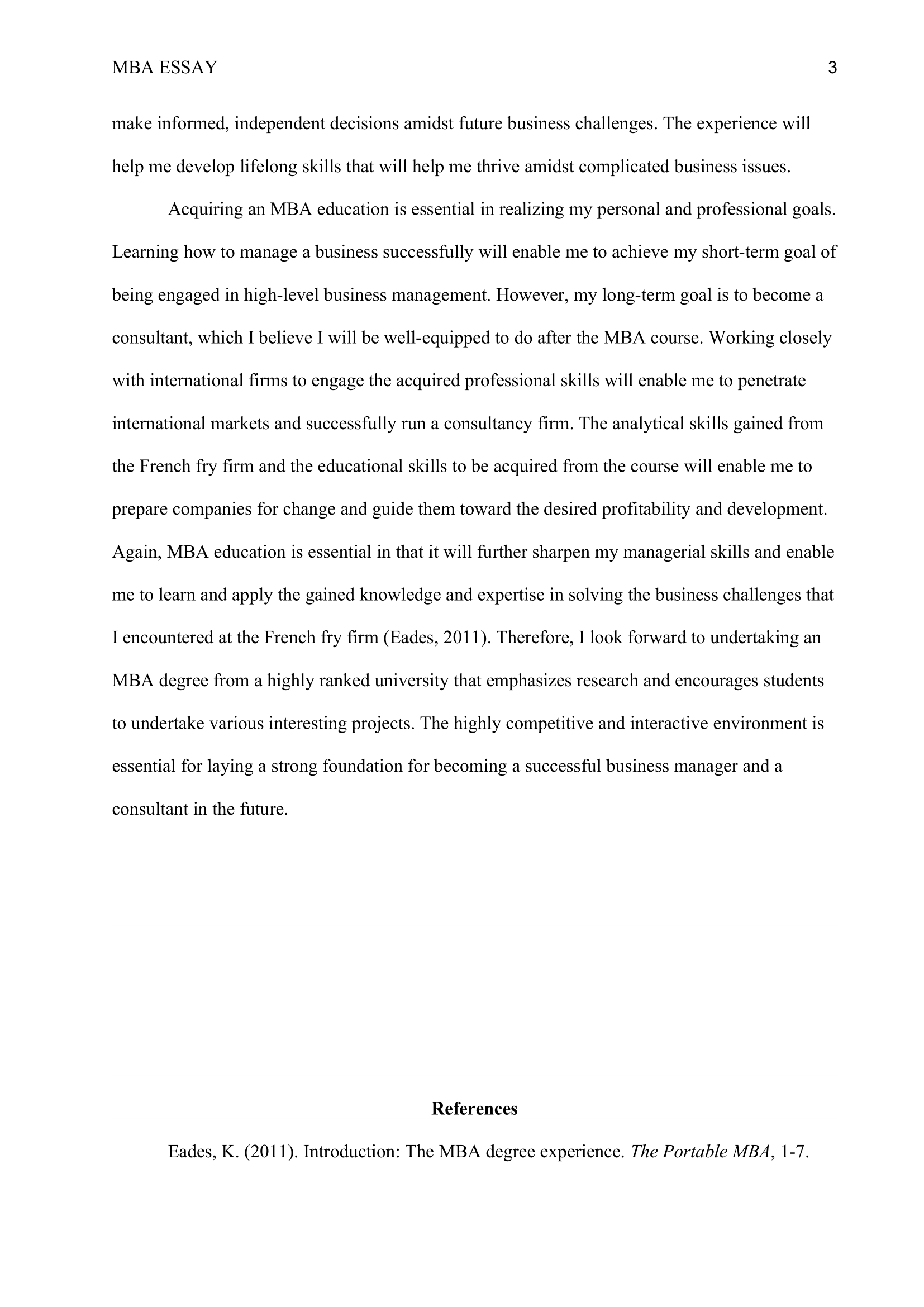 mba thesis sample