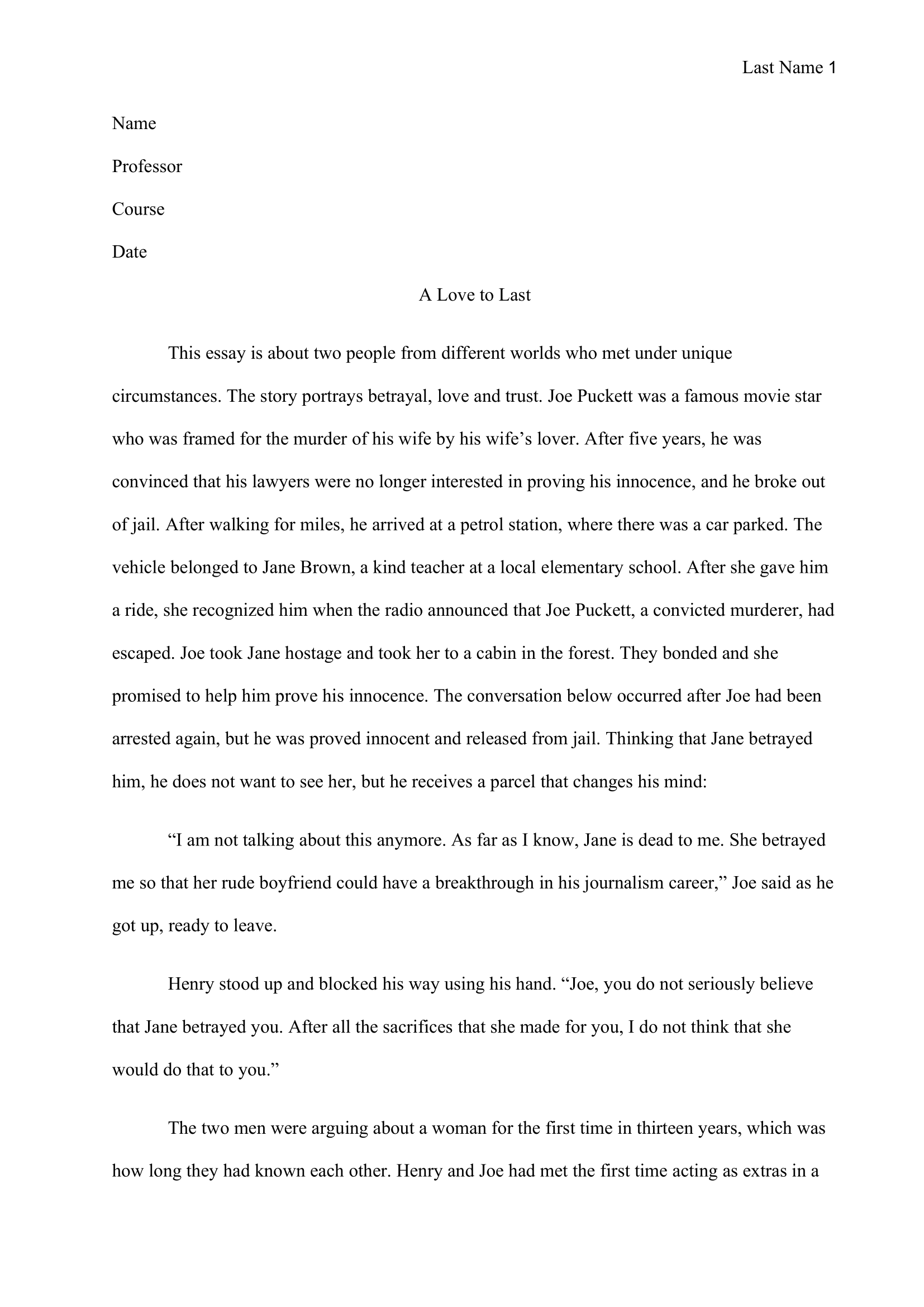a sample of a narrative essay