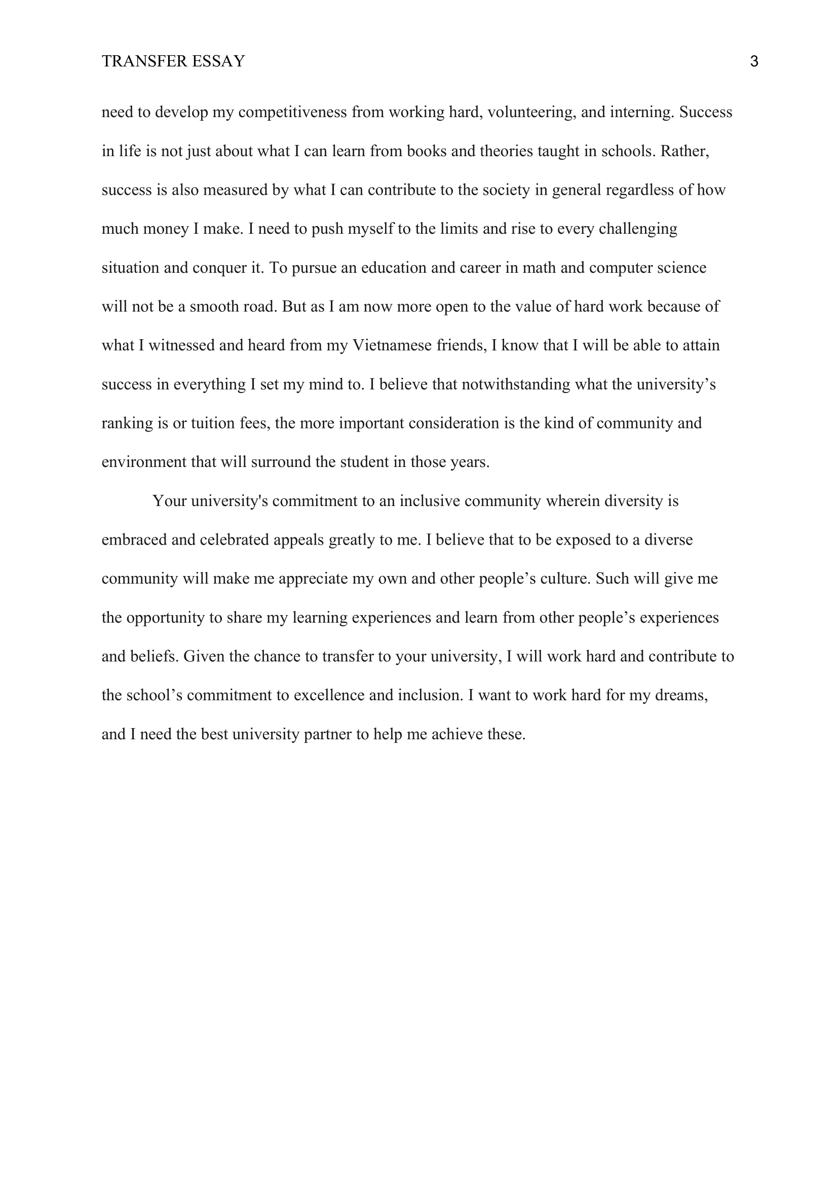 harvard transfer essay examples