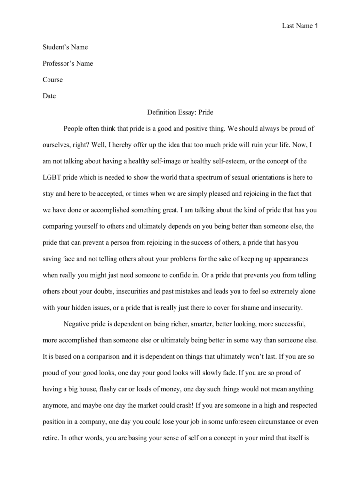 sample definition essay example