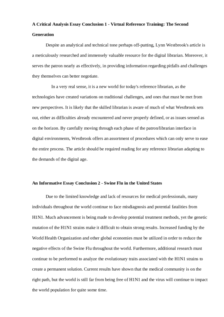 Essay Conclusion Examples Sample ️