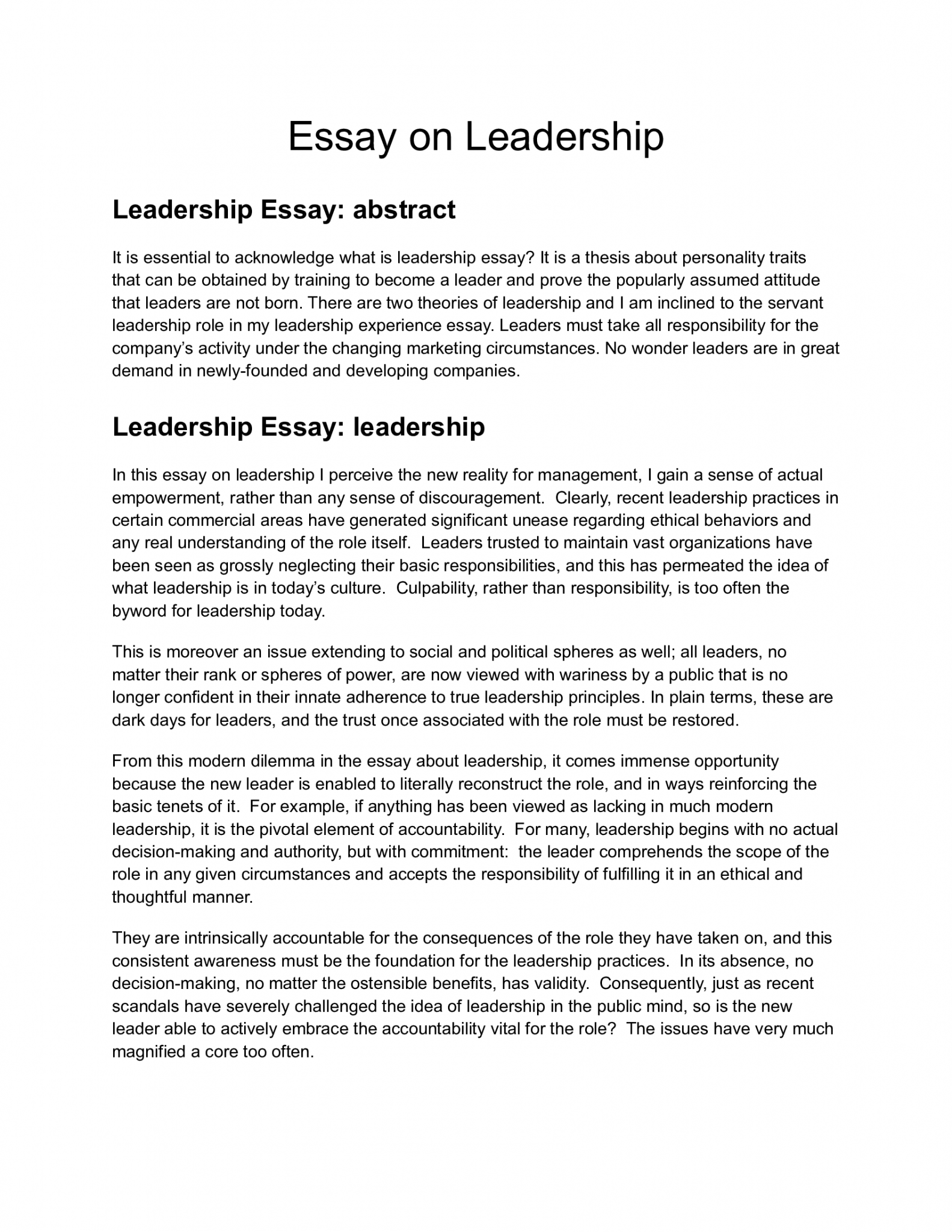 essay on leadership for ielts