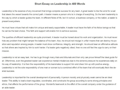 essay on leadership 200 words