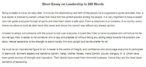 Leadership essay example 2
