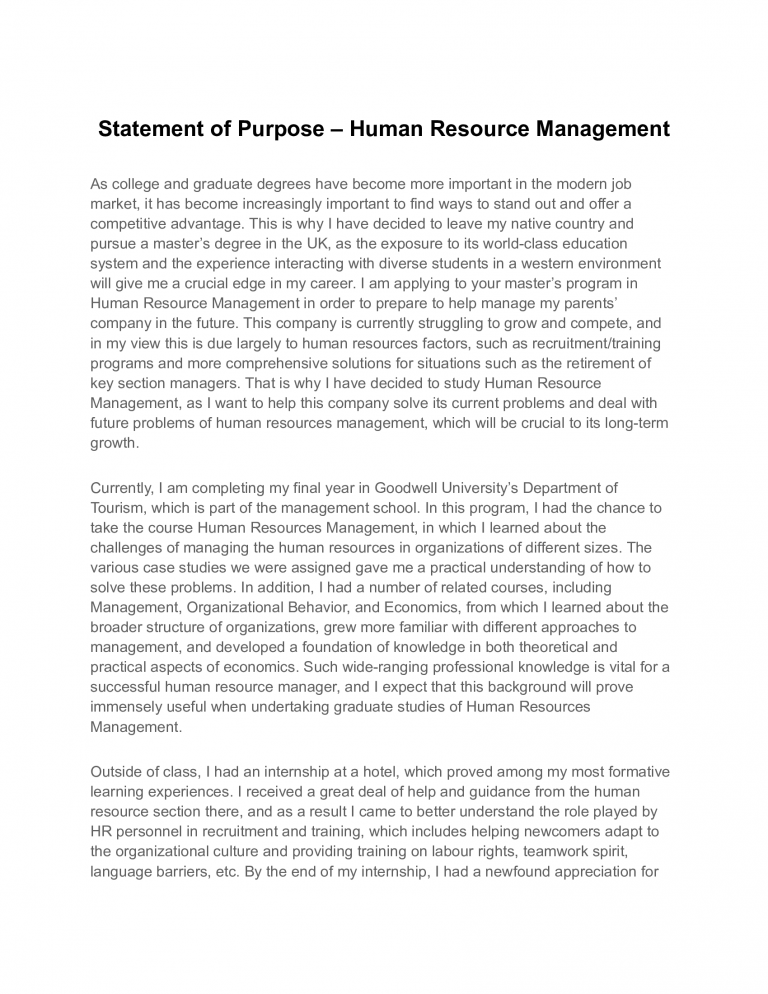 mba personal statement sample