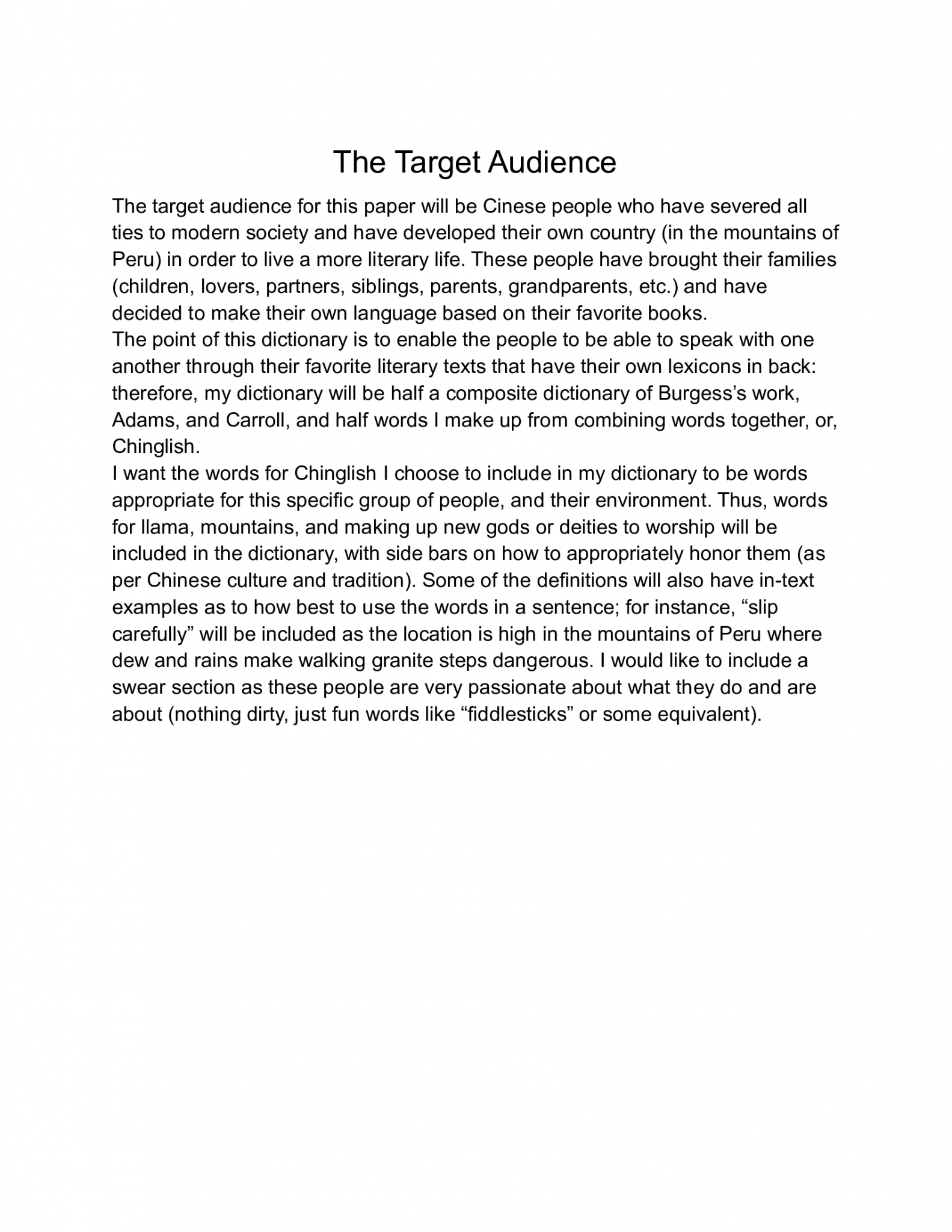 audience analysis assignment example